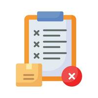Parcel with cross sign and clipboard showing concept icon of rejected order vector
