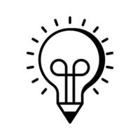Light bulb with pencil denoting concept icon of creative writing, customizable design vector