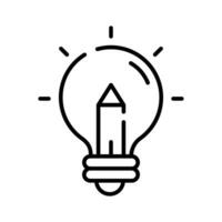 Light bulb with pencil denoting concept icon of creative writing, customizable design vector