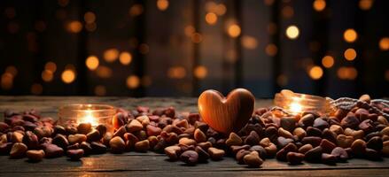 AI generated Small heart shape with two candles photo
