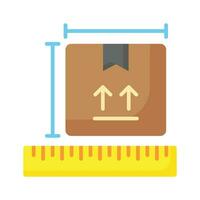 Package box with ruler scale showing concept icon of package dimensions, parcel measurement vector