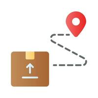 Package parcel with map pin showing concept icon of delivery route, delivery tracking vector