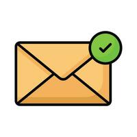 Check mark sign on mail concept icon of checked mail, ready to use vector