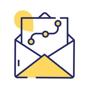 Design file inside letter envelope denoting concept vector of design mail