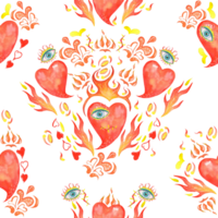 Seamless pattern. Abstraction for Valentine's Day. All elements are painted with watercolors png