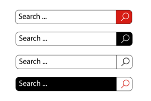 Search bar design element. Set of search bar boxes. UI interface template isolated png