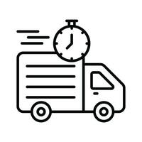 Delivery van with clock showing concept icon of on time delivery, fast delivery vector design