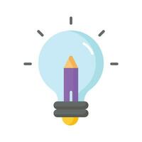 Light bulb with pencil denoting concept icon of creative writing, customizable design vector