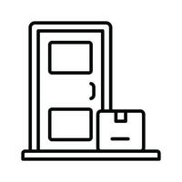 paquete o empaquetar con hogar puerta concepto icono de hogar entrega, puerta entrega vector aislado en blanco antecedentes