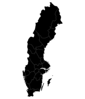 carte de Suède. Suède les provinces carte dans noir Couleur png