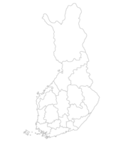Karte von Finnland. Finnland Provinzen Karte im Weiß Farbe png