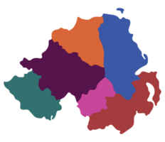 Northern Ireland map. Map of Northern Ireland divided into six main regions png