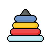 Pyramid stacking rings toy icon isolated on white background, editable vector of stacking rings