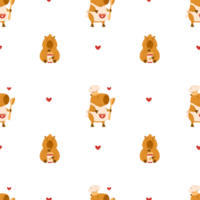 Seamless pattern. Cute capybara png