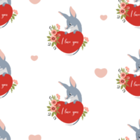 Seamless pattern with Australian bilby with heart png