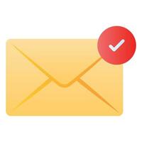 Check mark sign on mail concept icon of checked mail, ready to use vector