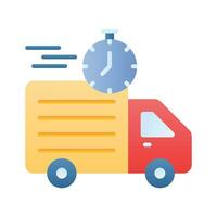 Delivery van with clock showing concept icon of on time delivery, fast delivery vector design