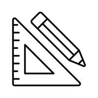 Triangle measurement ruler with pencil, concept icon of stationery vector