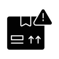 Exclamation mark with parcel package symbolizing concept icon of parcel warning vector