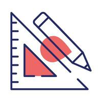 Triangle measurement ruler with pencil, concept icon of stationery vector