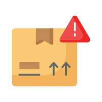 Exclamation mark with parcel package symbolizing concept icon of parcel warning vector