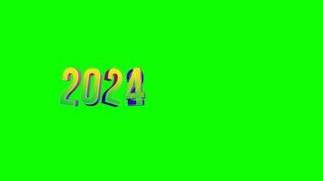 regenboog kleur 2024 groeten kaart in groen scherm. greeen scherm animatie van 2023 naar 2024. video