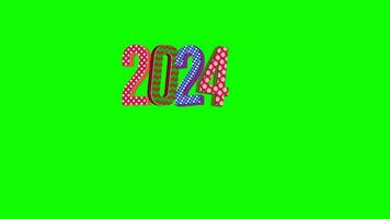 2024 content Nouveau an. 2024 animation vidéo. 2024 Nouveau année fête avec vert écran video