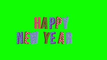 Rainbow Color Happy New Year Greeting Video in Green Screen. Seven Color Text Animation of Happy New Year.