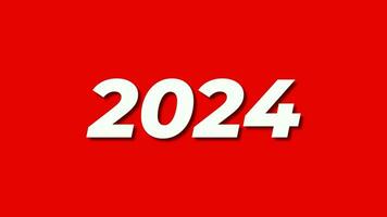 2024 tekst animatie in rood achtergrond vrij video. tekst animatie. gelukkig nieuw jaar video