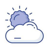 Partly cloudy weather, sun with cloud, modern icon of weather vector