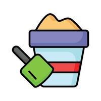 Sand bucket icon represents a small pail used for carrying and playing with sand at the beach or in a sandbox vector