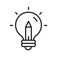Light bulb with pencil denoting concept icon of creative writing, customizable design vector