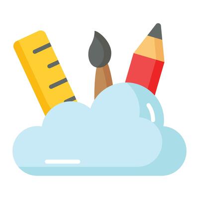 Painting tools with cloud concept vector of cloud painting