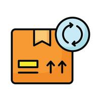 an icon with dispatched package and opposite direction arrows showing concept icon of reorder vector