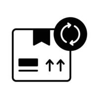 an icon with dispatched package and opposite direction arrows showing concept icon of reorder vector