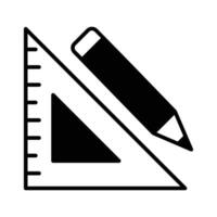 Triangle measurement ruler with pencil, concept icon of stationery vector