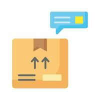 Cardboard with chat bubble concept icon of order fulfillment, package delivered vector design