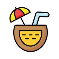 an amazing icon of coconut drink, premium vector of summer drink easy to use