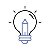 Light bulb with pencil denoting concept icon of creative writing, customizable design vector