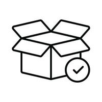 Cardboard with tick mark concept icon of order fulfillment, package delivered vector design