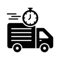 Delivery van with clock showing concept icon of on time delivery, fast delivery vector design