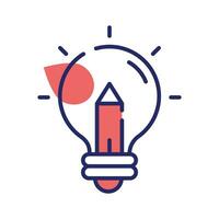 Light bulb with pencil denoting concept icon of creative writing, customizable design vector