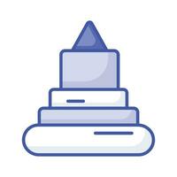 Pyramid stacking rings toy icon isolated on white background, editable vector of stacking rings