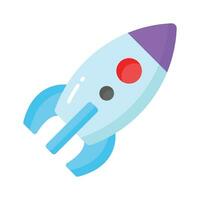 Spaceship toy with portholes and wings, kids space toy, icon of rocket vector