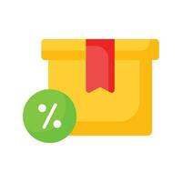 Discount label with parcel package showing concept icon of delivery discount vector