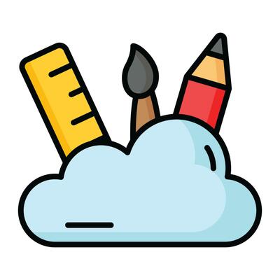 Painting tools with cloud concept vector of cloud painting