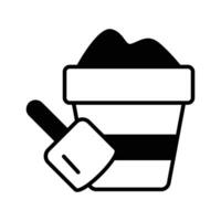 Sand bucket icon represents a small pail used for carrying and playing with sand at the beach or in a sandbox vector