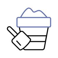 Sand bucket icon represents a small pail used for carrying and playing with sand at the beach or in a sandbox vector