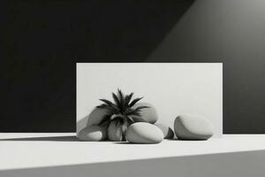 AI generated Premium stones podium for Presentation of the product with leaves. Pro Photo