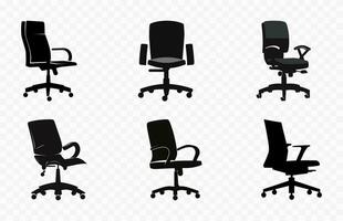 Office chair silhouettes vector Set, Desk chair black vector collection